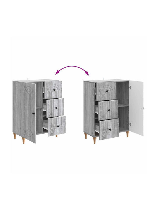 Wooden Sideboard with Drawers Gray Sonoma 66x34.5x90cm