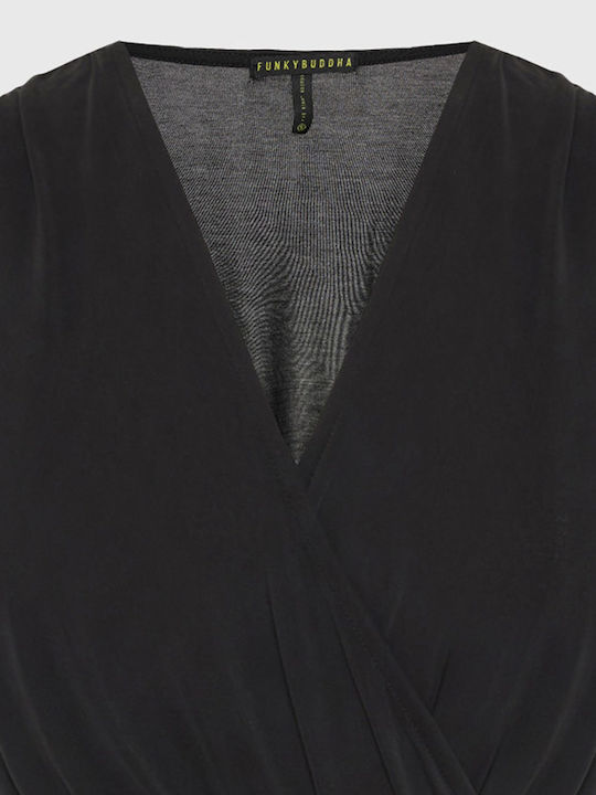 Women's Short Sleeve One-piece Shorts Black