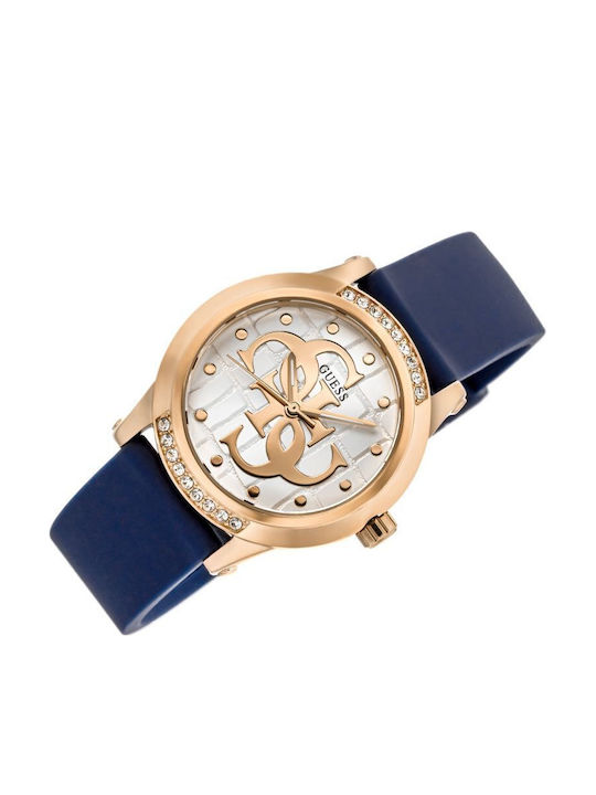 Guess Annette Womens Watch 36mm Chronograph Battery with Navy Blue Rubber Strap