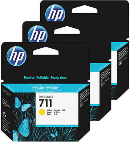 HP 711 Original Pack of 3 InkJet Printer Inks Yellow (CZ136A)