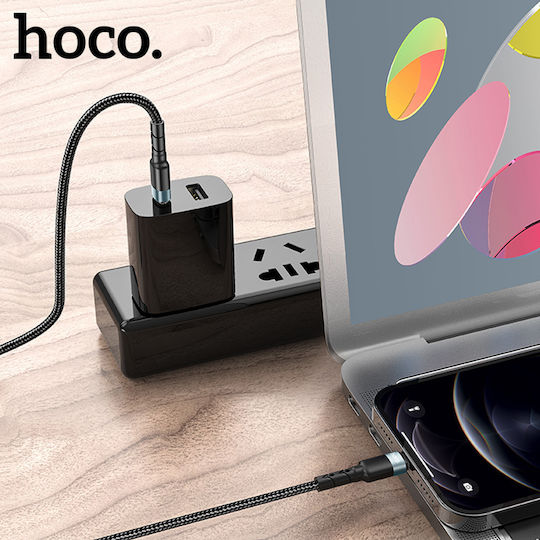 Hoco SU99 Плетен USB-C Мъжки към Lightning Кабел Черен 1м
