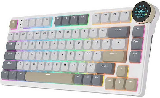 Royal Kludge RK N80 Ασύρματο Gaming Μηχανικό Πληκτρολόγιο 75% με Custom Red διακόπτες και RGB φωτισμό (Αγγλικό US) Γκρι