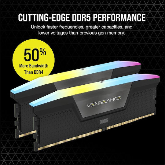 Corsair Vengeance RGB 8GB DDR5 RAM с Скорост 5200 за Настолен Компютър