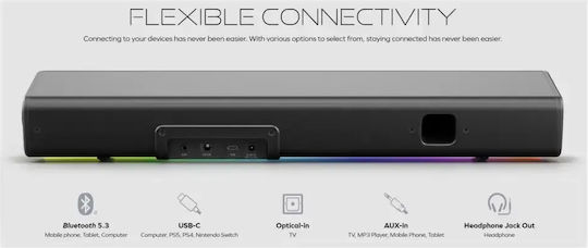 Creative Sound Blaster GS5 Ηχείο Υπολογιστή με RGB Φωτισμό και Bluetooth Ισχύος 60W σε Μαύρο Χρώμα