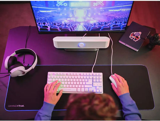 Trust GXT 619 Thorne RGB Illuminated Soundbar Ηχεία Υπολογιστή 2.0 με Ισχύ 12W σε Λευκό Χρώμα