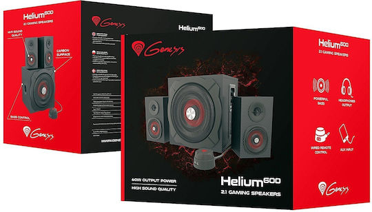 Genesis Helium 610BT Ηχεία Υπολογιστή 2.1 με Bluetooth και Ισχύ 60W σε Μαύρο Χρώμα