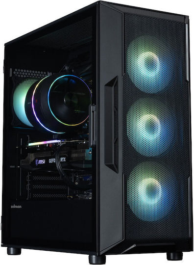 Zalman I3 Neo V2 ARGB Gaming Midi Tower Кутия За Компютър Със Страничен Прозорец Черна