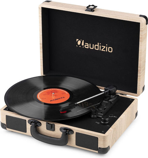 Audizio RP116LW Suitcase Turntables with Preamp and Built-in Speakers Beige