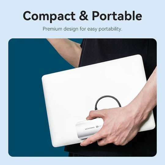 Vention TQAHB USB-C Докинг станция с HDMI 4K PD Етърнет и свързване 2 монитора Сив