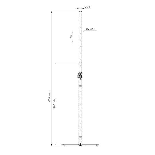 Hilec PA Speaker Stand Height 110-180cm in Black Color
