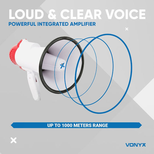 Vonyx MEG020 Τηλεβόας Ισχύος 20W με Εγγραφή Φωνής και Hχητικούς Τόνους