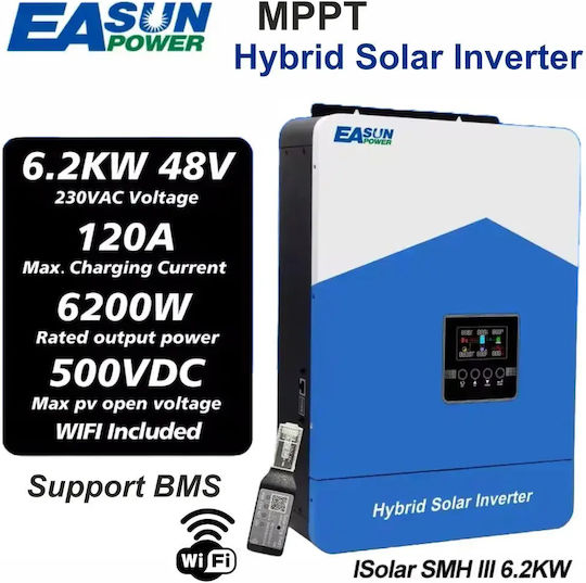 Hybrid Solar Inverter 6.2kw Rated Power 48v Battery Voltage Smh-iii-4.2kw Wifi 220-240v