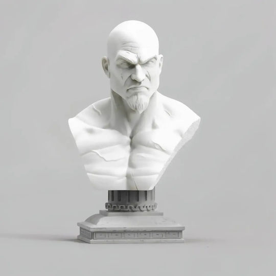 Kratos Gott des Krieges Bust 3D Modell Skulptur 3D Gedruckt 43 Cm 1:4