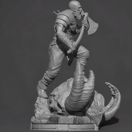 Figure Kratos On Fire Troll Head God War 3D Printed 7 6 Cm 1:24