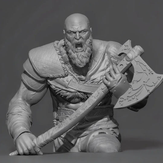 Φιγούρα Kratos On Fire Troll Head God War 3d Εκτυπωμένη-20 Cm 1:8