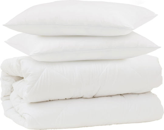 vidaXL Задайте Одеяло Кинг сайз 260x220см. Бял