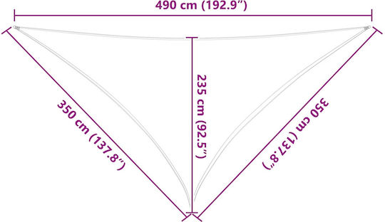 vidaXL Triangle Shade Sail Blue with PU Coating 3.5x4.9x4.9m