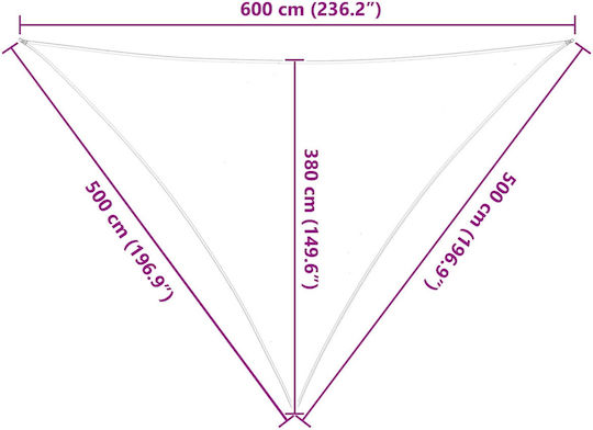 vidaXL Triangle Shade Sail Yellow with PU Coating 5x6x6m