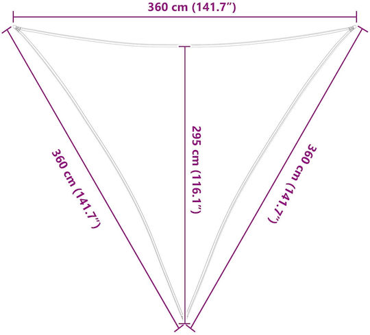 vidaXL Триъгълно Shade Sail Бяло с PU Покритие 3.6м