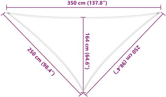 vidaXL Triangle Shade Sail Blue with PU Coating 2.5x3.5x3.5m