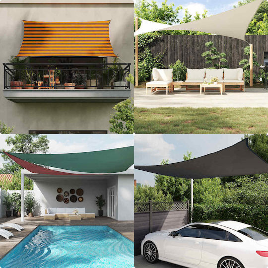 vidaXL Triangle Mesh Shade Fabric Orange with PU Coating 4m