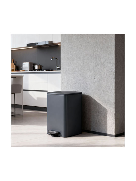 Relaxdays Relaxdays Kunststoff Mülleimer Mit Pedal Grauer 12lt