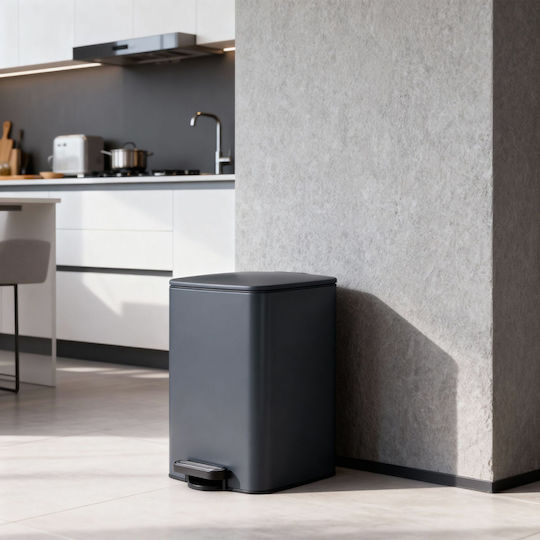 Relaxdays Plastic Waste Bin with Pedal Gray 12lt