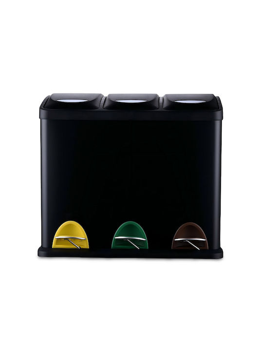 Relaxdays Coș de Gunoi Metalic cu Pedală Negru 24l