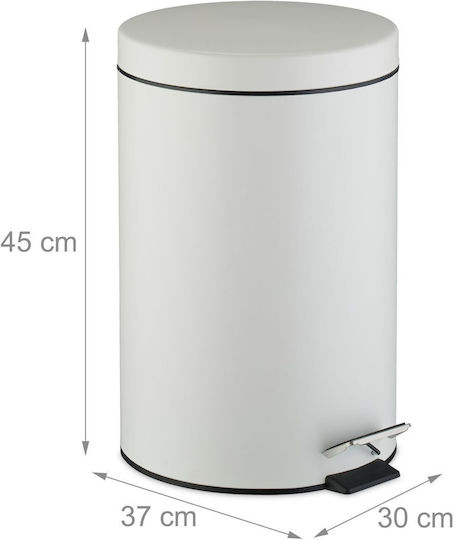 Relaxdays Relaxdays Kunststoff Mülleimer mit Pedal Weiß 20lt