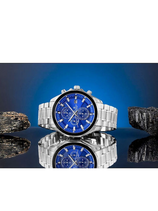 Giewont Men's Watch 46mm Chronograph Battery with Silver Metal Bracelet