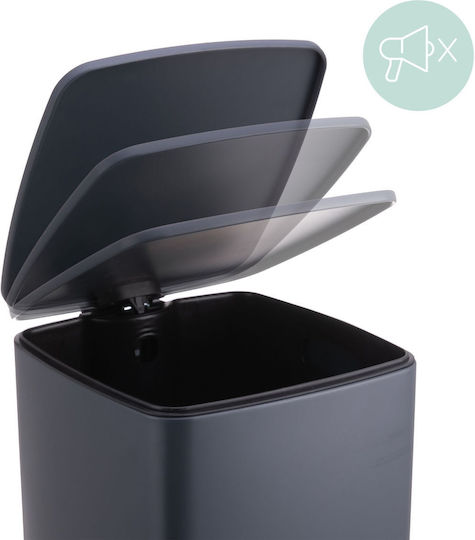 Relaxdays Coș de Gunoi Plastic cu Pedală Gri 30l