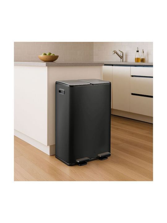Relaxdays Coș de Gunoi Plastic cu Pedală Negru 60l