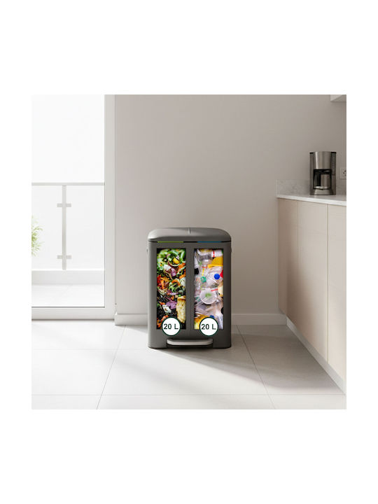 Relaxdays Metal Recycling Bin with Pedal Gray 40lt