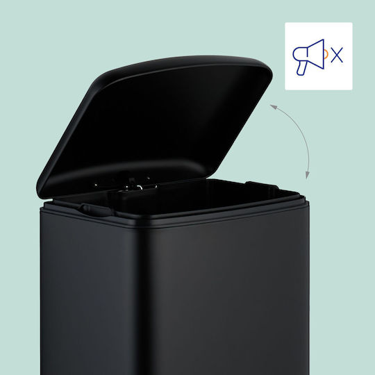 Relaxdays Coș de Gunoi Plastic cu Pedală Negru 30l