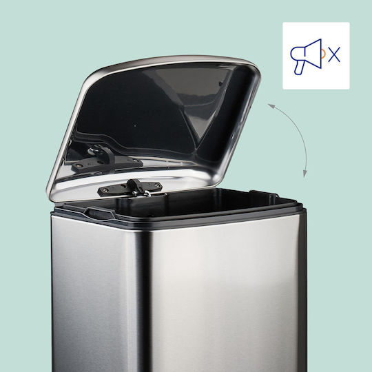 Relaxdays Metal Waste Bin with Pedal Silver 30lt