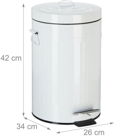 Relaxdays Coș de Gunoi Plastic cu Pedală Alb 12l