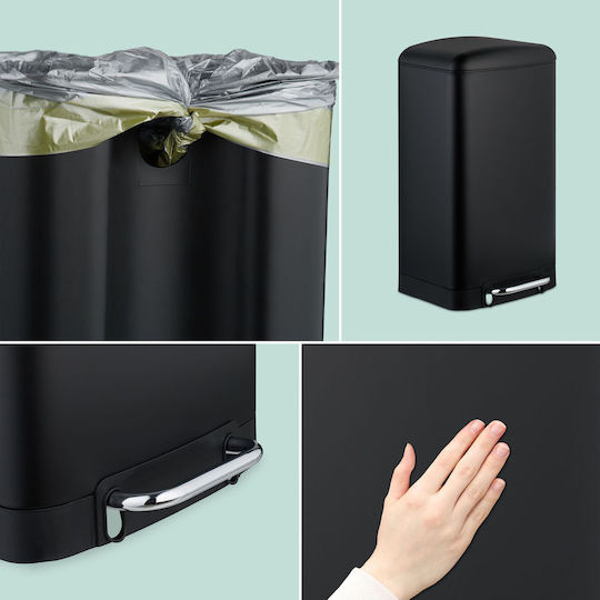 Relaxdays Coș de Gunoi Plastic cu Pedală Negru 30l