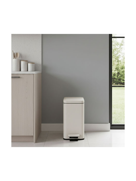 Relaxdays Waste Bin from Stainless Steel with Pedal Beige 10lt