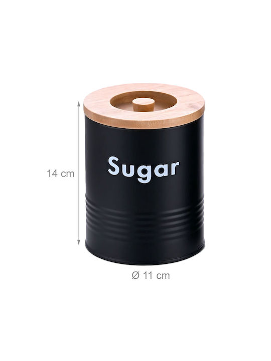 Relaxdays Set 3 Bucăți Vaze pentru Cafea / Ceai / Zahăr cu Capac Lemn Negru 1000ml 3 Bucăți