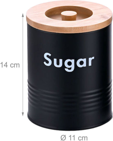 Relaxdays Set of 3 Jars for Coffee Tea Sugar with Wooden Black Lid 1000ml 3 Pieces