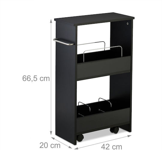 Relaxdays Troleu De Bucătărie Metalic Cu 3 Locuri Negru 42x20x66.5cm