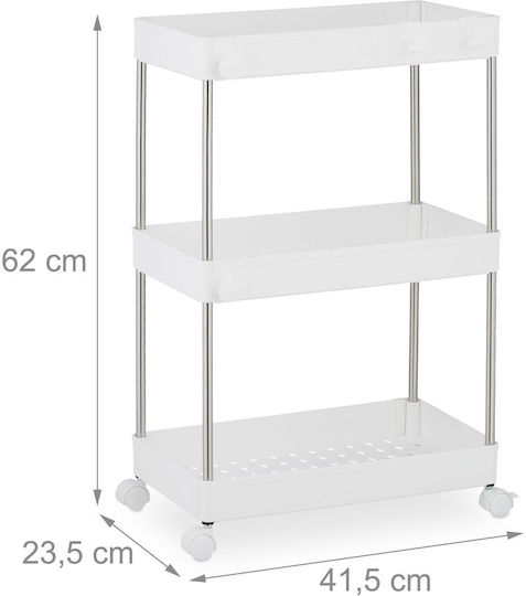 Relaxdays Troleu De Bucătărie Din Plastic Cu 3 Locuri Gri 41.5x23.5x62cm