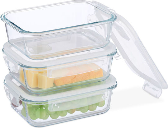 Relaxdays Set Mittagsboxen Transparent 3 Stück