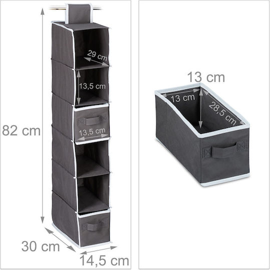 Relaxdays Husă Atârnătoare De Depozitare Pantofi Gri 82x14.5x30cm 6 Bucăți