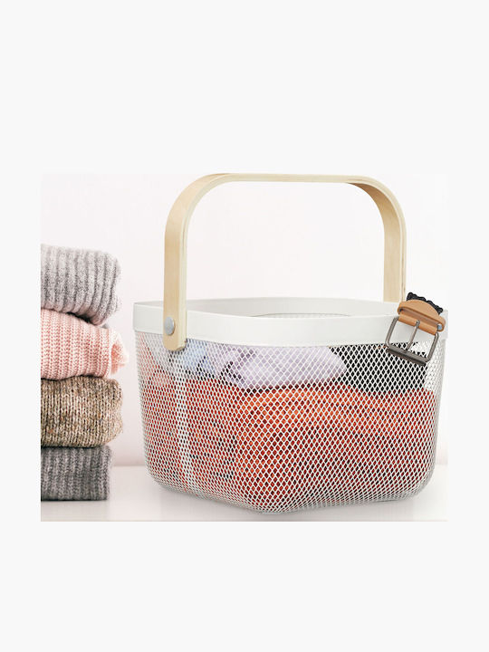 Relaxdays Coș De Depozitare Alb 26x24.5x17.5cm 2 Bucăți