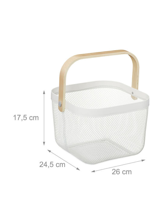 Relaxdays Coș De Depozitare Alb 26x24.5x17.5cm 2 Bucăți