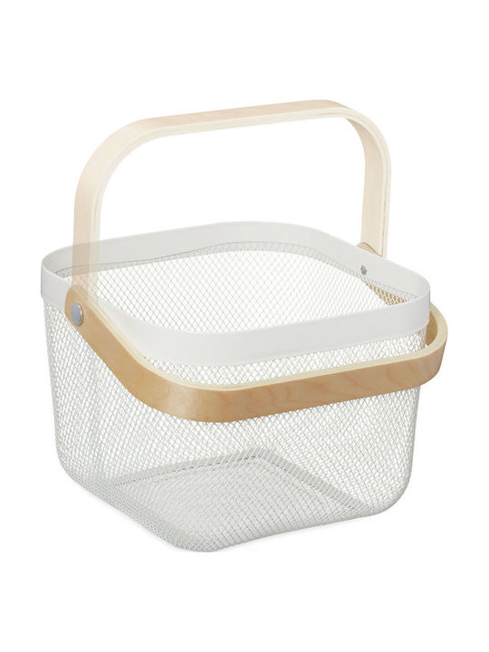 Relaxdays Coș De Depozitare Alb 26x24.5x17.5cm 2 Bucăți