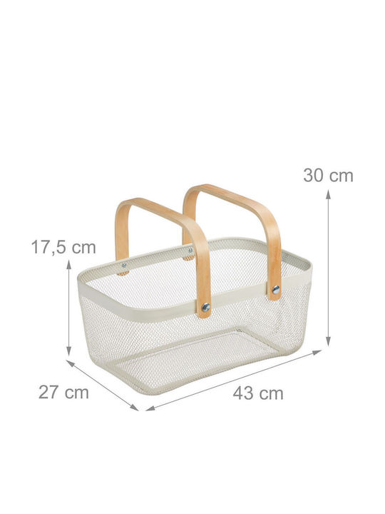 Relaxdays Coș De Depozitare Alb 43x27x17.5cm