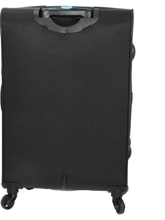 Dielle Large Travel Suitcase Black with 4 Wheels Height 77cm