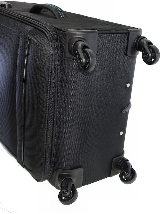 Dielle Large Travel Suitcase Black with 4 Wheels Height 77cm